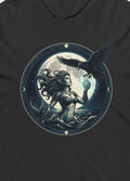 Moonlit Raven Hooded Long Sleeve Tee — Gothic Fantasy Moon Graphic
