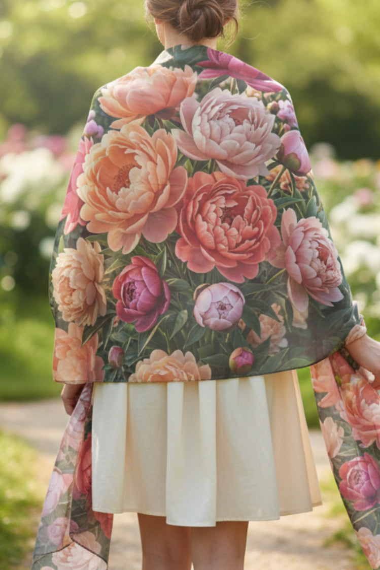 Floral Poly Scarf - Elegant Garden Prints for Spring Fashion