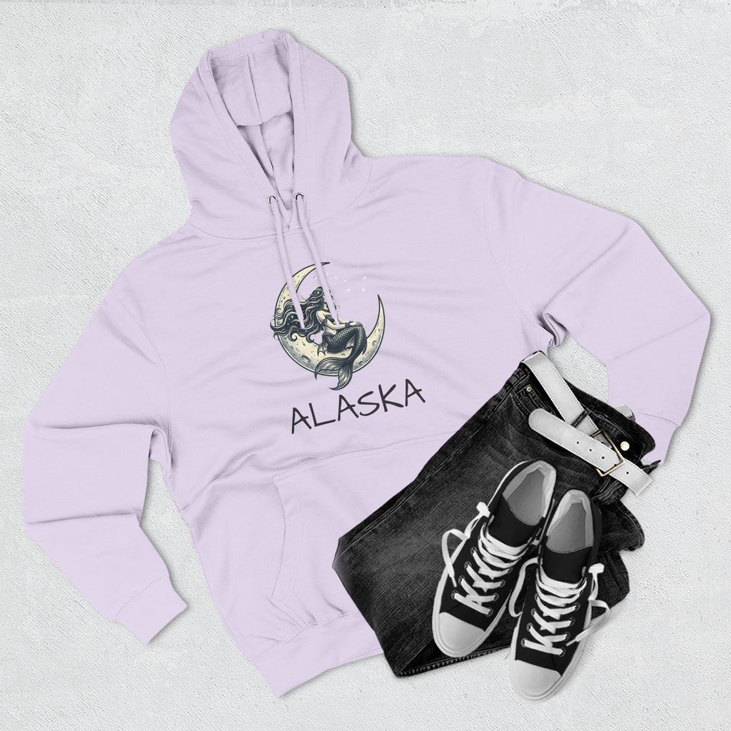 Moon Mermaid Hoodie — Vintage Crescent Moon Mermaid Graphic Fleece Hoodie