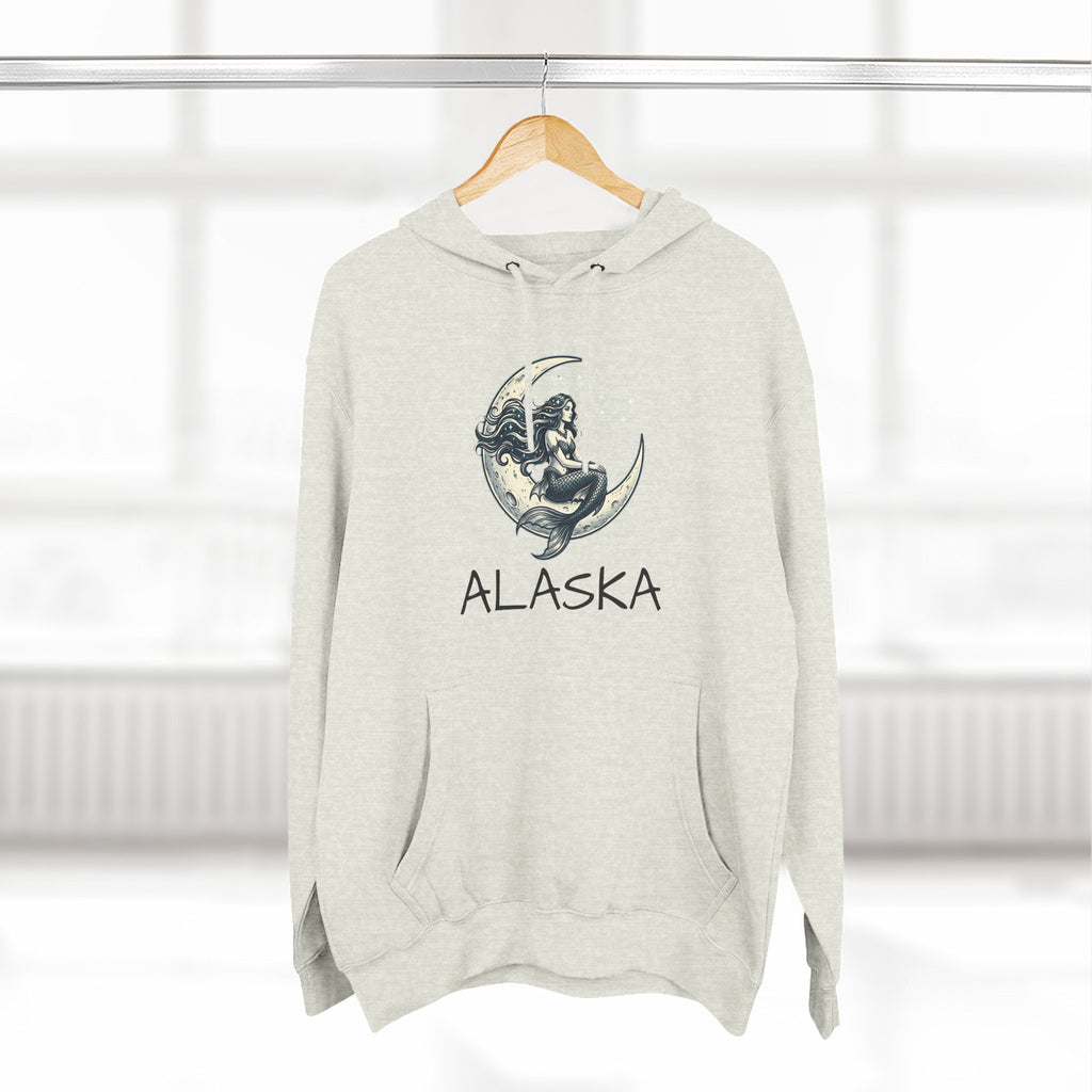 Moon Mermaid Hoodie — Vintage Crescent Moon Mermaid Graphic Fleece Hoodie