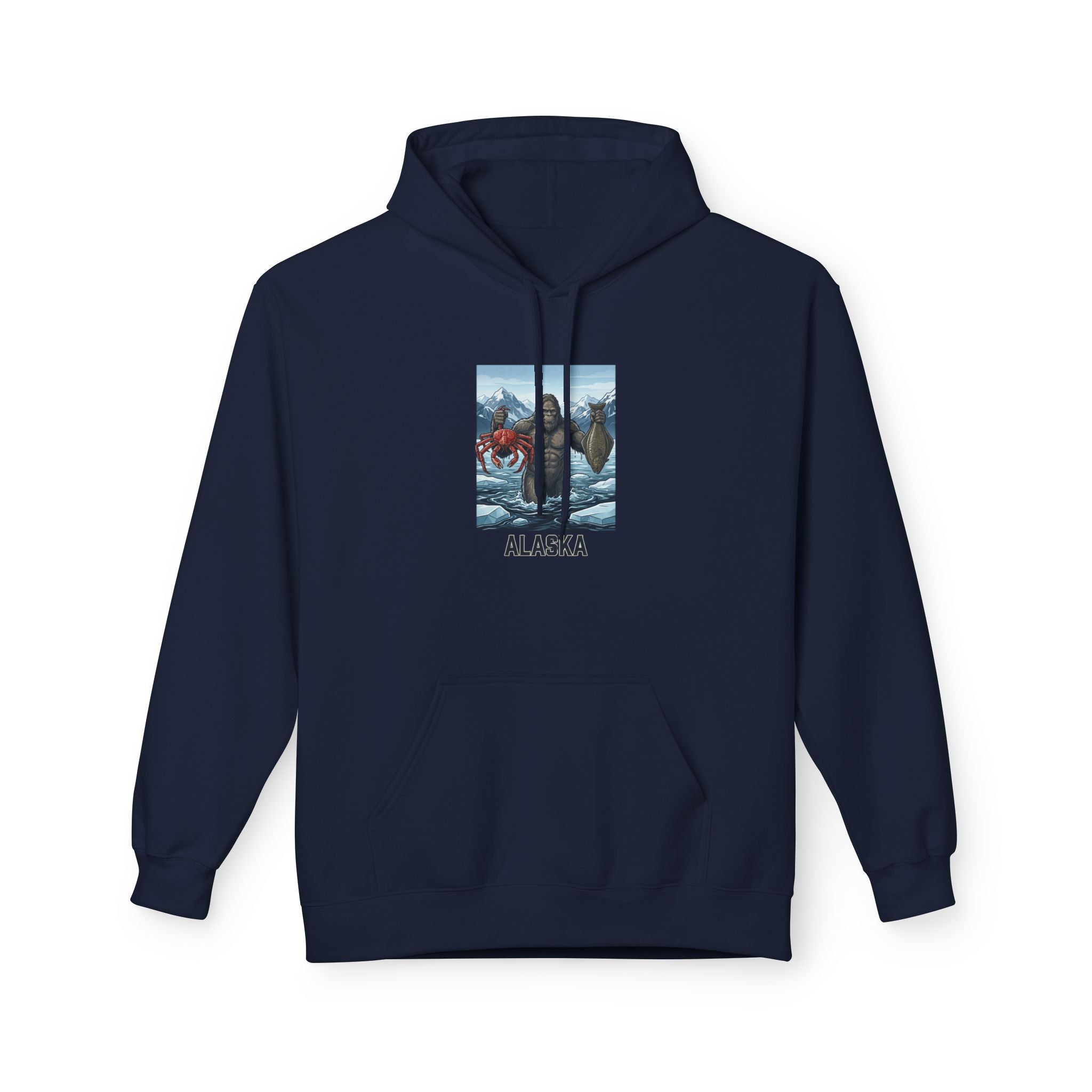 Alaska Wilderness Hoodie – Big Foot, Halibut, Crab Nature Graphic