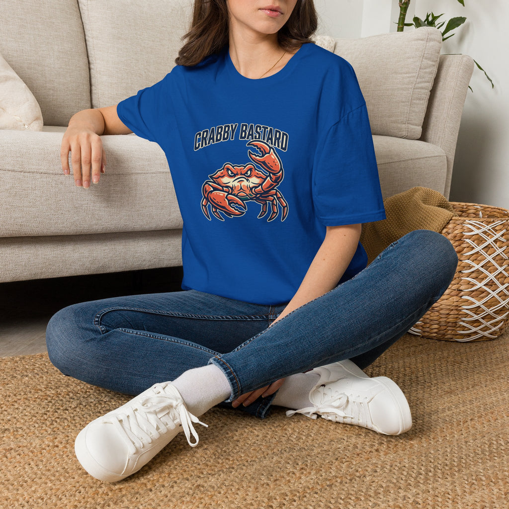 T-Shirt — 'Crabby Bastard' Funny Crab Graphic Tee, Coastal Beachwear Gift