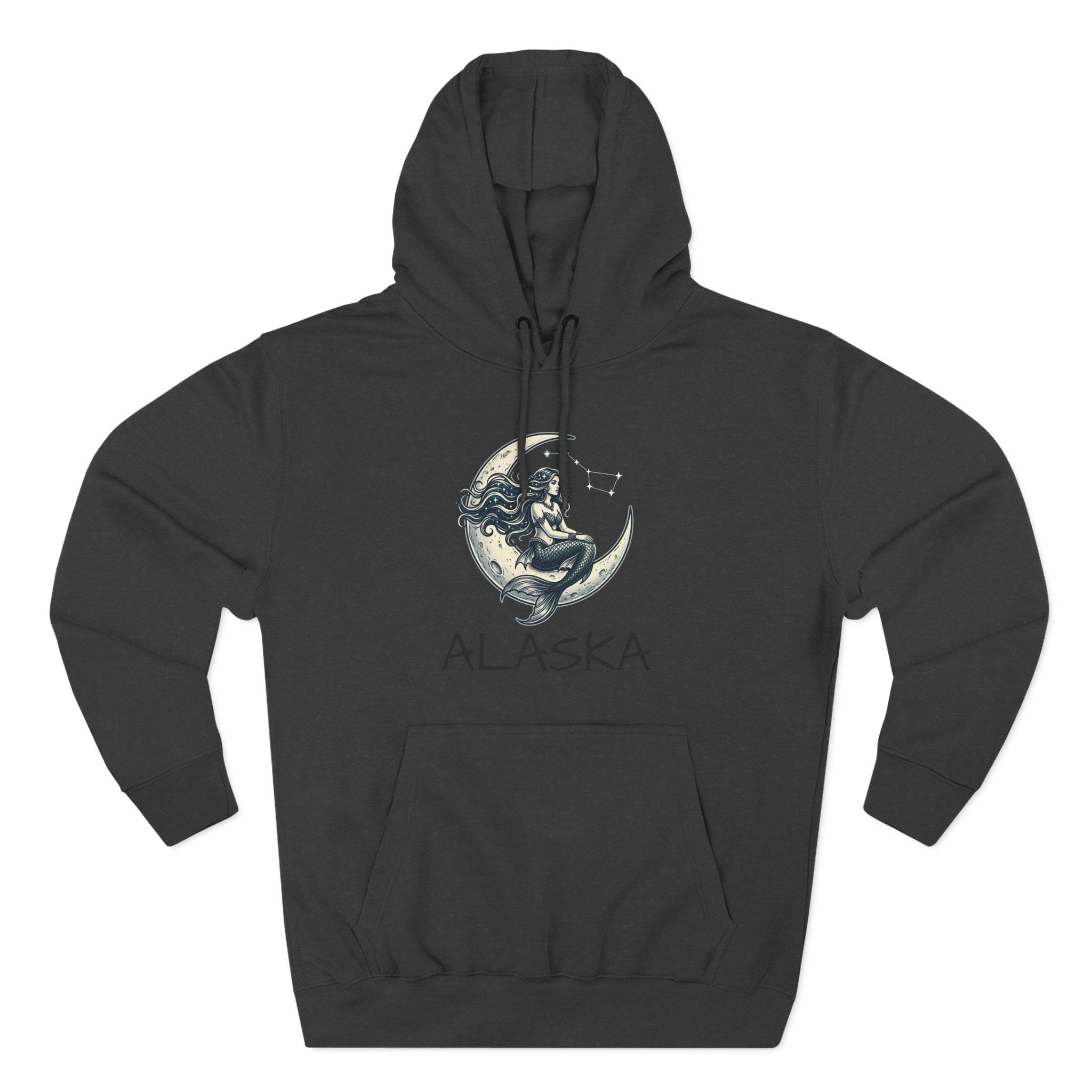 Moon Mermaid Hoodie — Vintage Crescent Moon Mermaid Graphic Fleece Hoodie