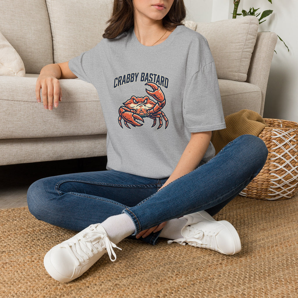 T-Shirt — 'Crabby Bastard' Funny Crab Graphic Tee, Coastal Beachwear Gift