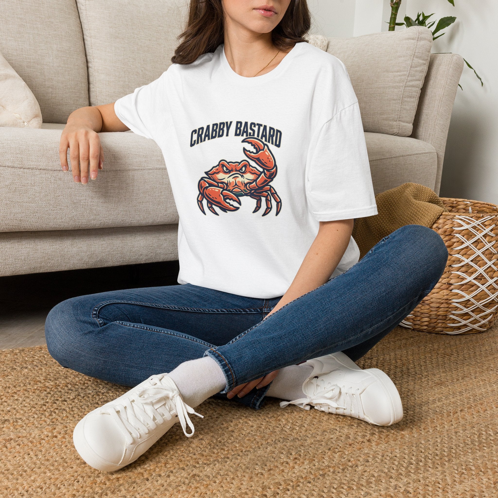 T-Shirt — 'Crabby Bastard' Funny Crab Graphic Tee, Coastal Beachwear Gift