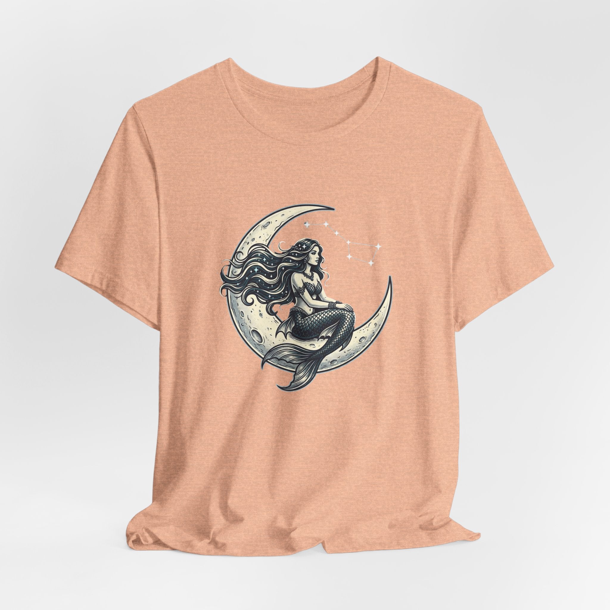 Moonlit Mermaid Graphic Tee — Vintage Crescent Moon Design