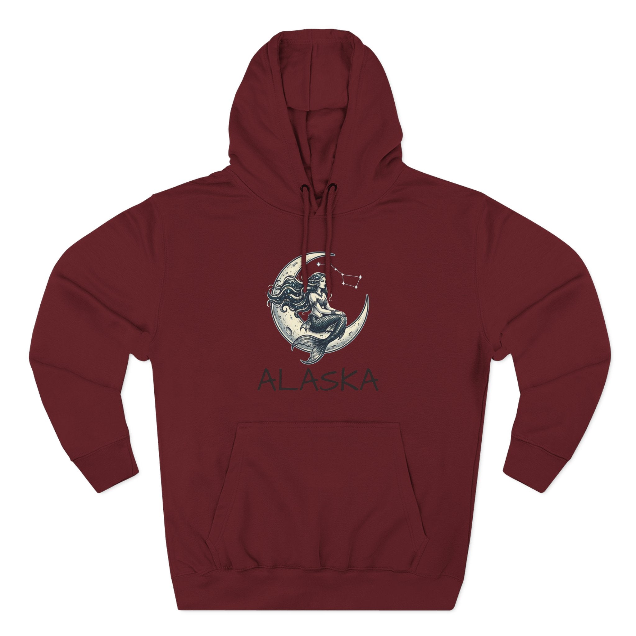 Moon Mermaid Hoodie — Vintage Crescent Moon Mermaid Graphic Fleece Hoodie