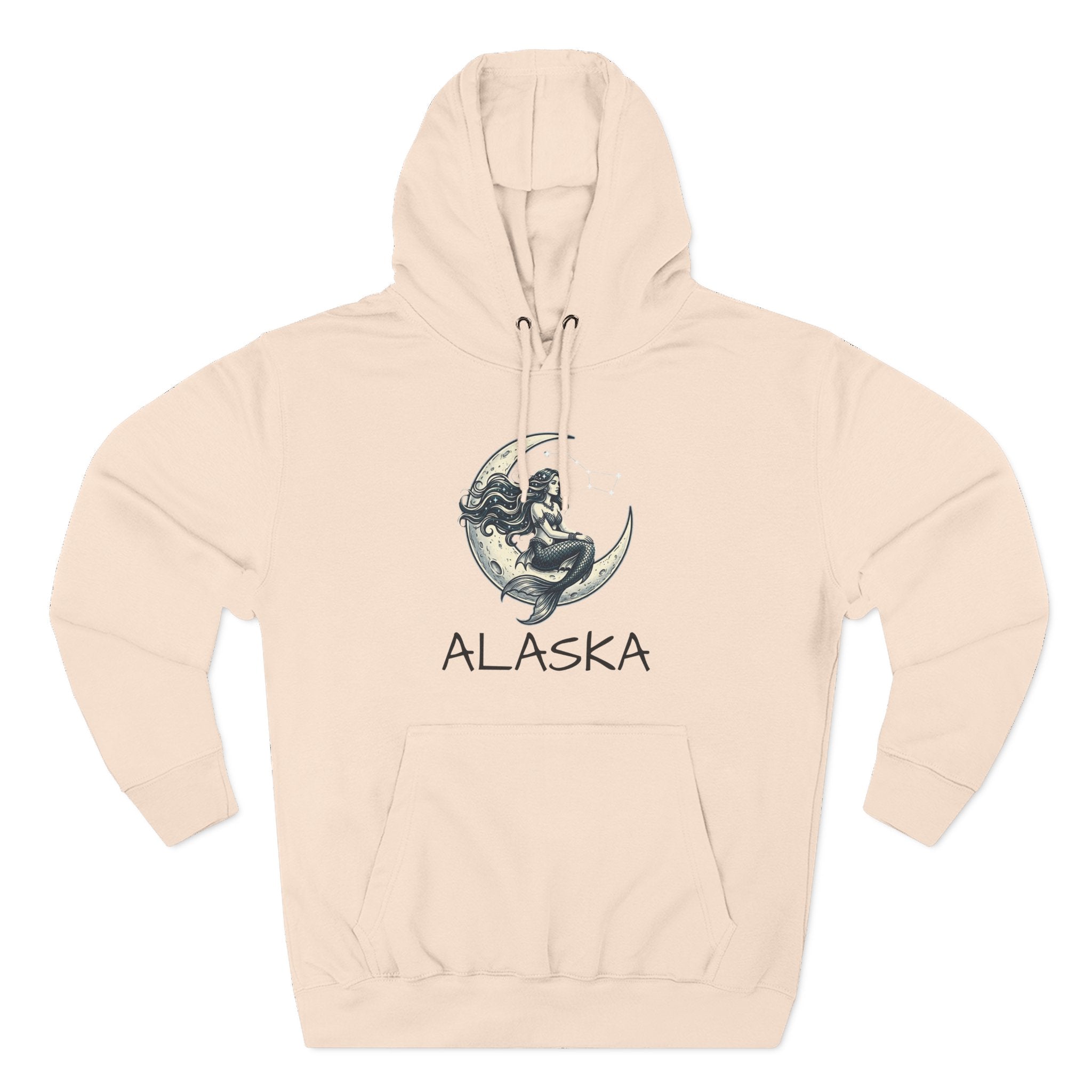 Moon Mermaid Hoodie — Vintage Crescent Moon Mermaid Graphic Fleece Hoodie