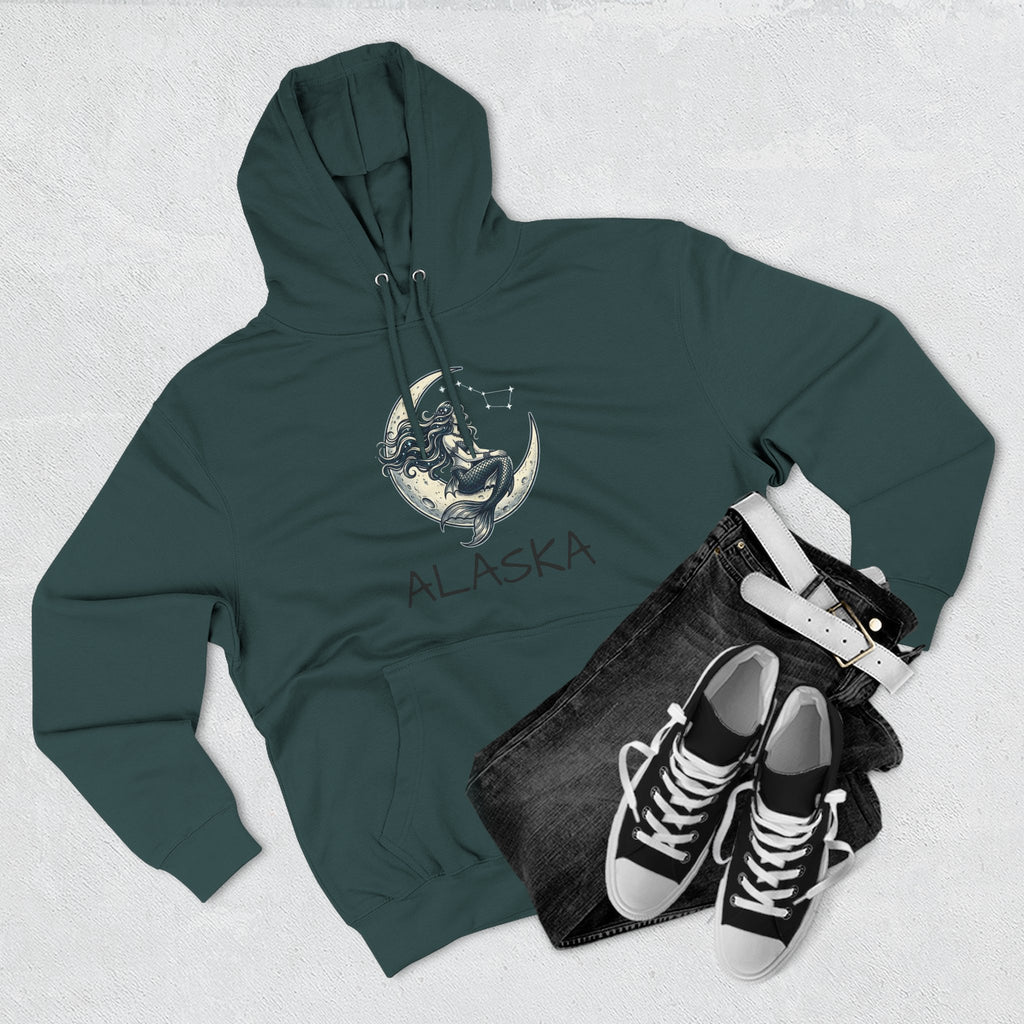 Moon Mermaid Hoodie — Vintage Crescent Moon Mermaid Graphic Fleece Hoodie