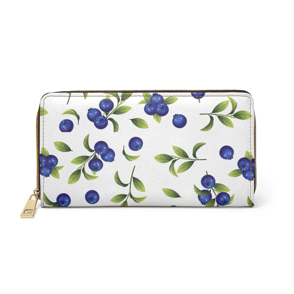 Blueberry Floral Zipper Wallet — Charming Blue Blossom Wallet
