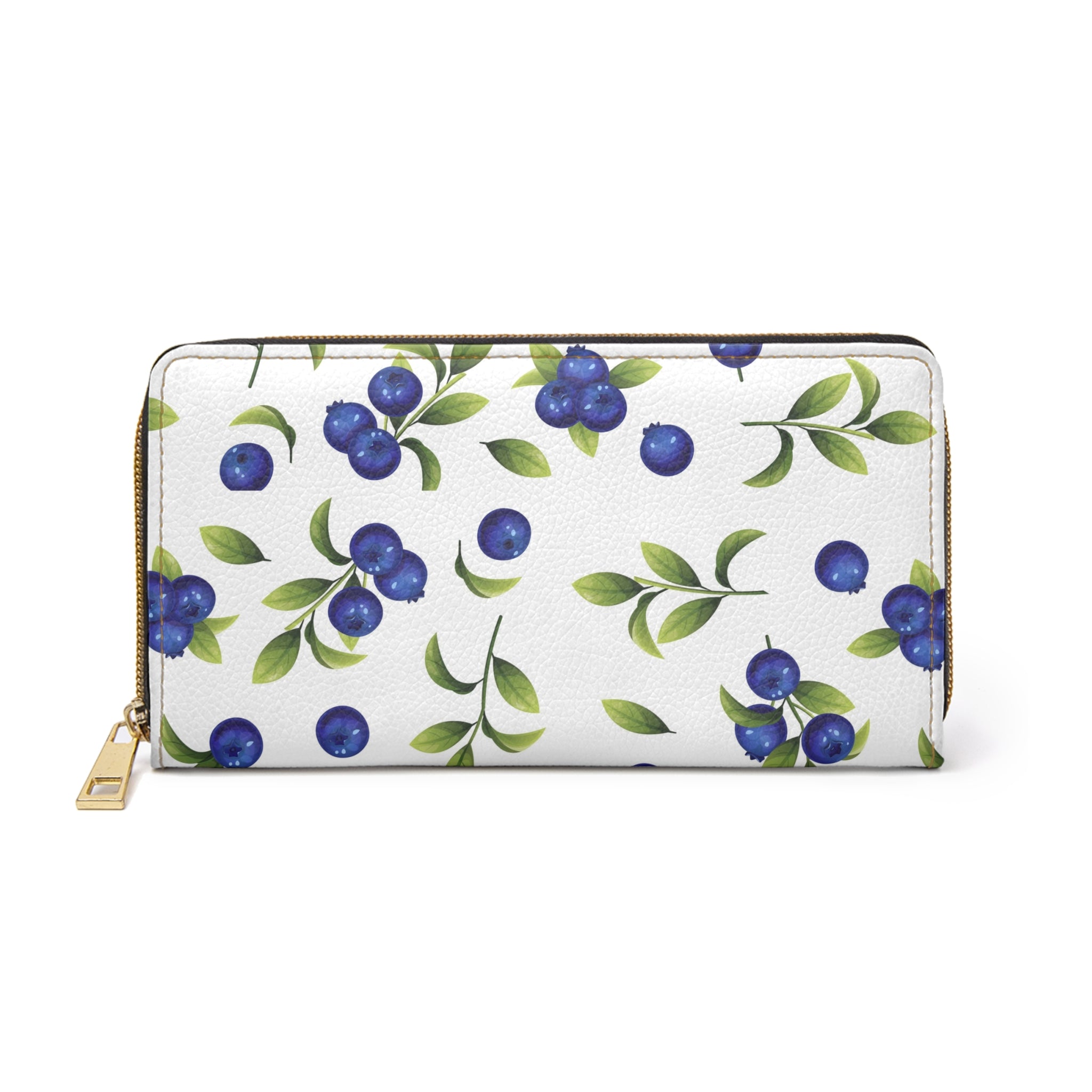Blueberry Floral Zipper Wallet — Charming Blue Blossom Wallet