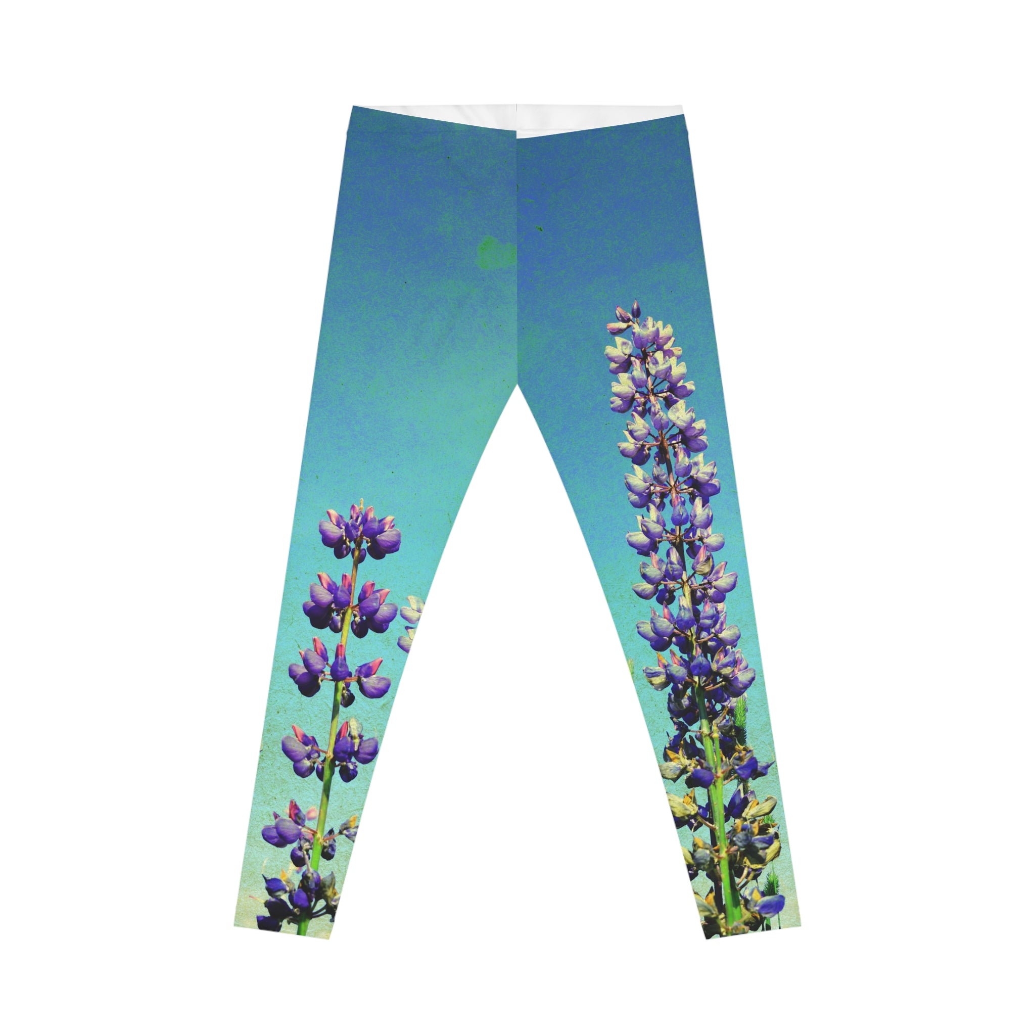 Lupine Meadow Leggings — Floral Blue Gradient All-Over Print