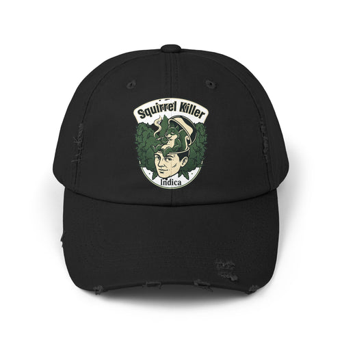 Distressed Baseball Cap — "Squirrel Killer" Retro Patch
