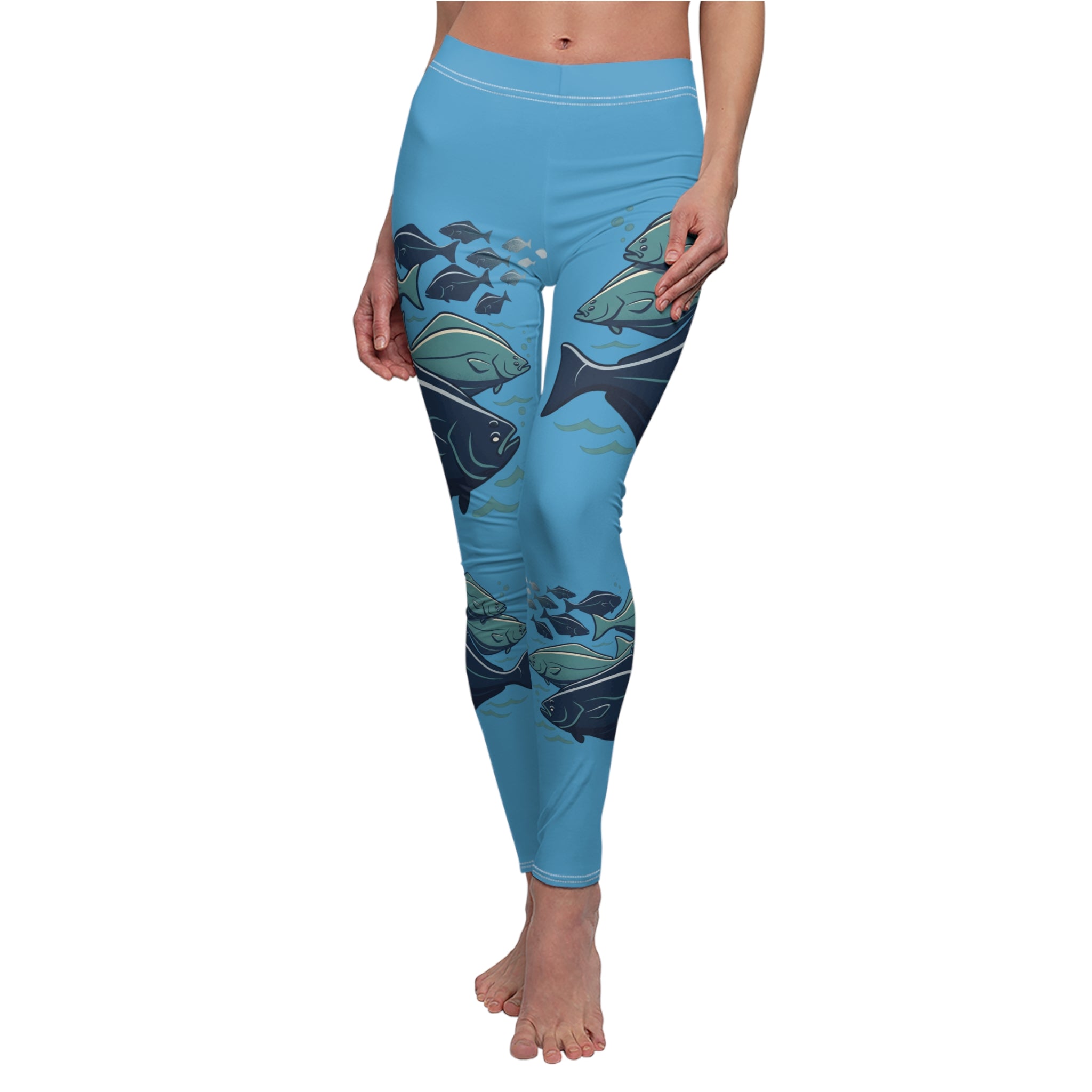 Halibut Blue Leggings — Women's Ocean Graphic Leggings