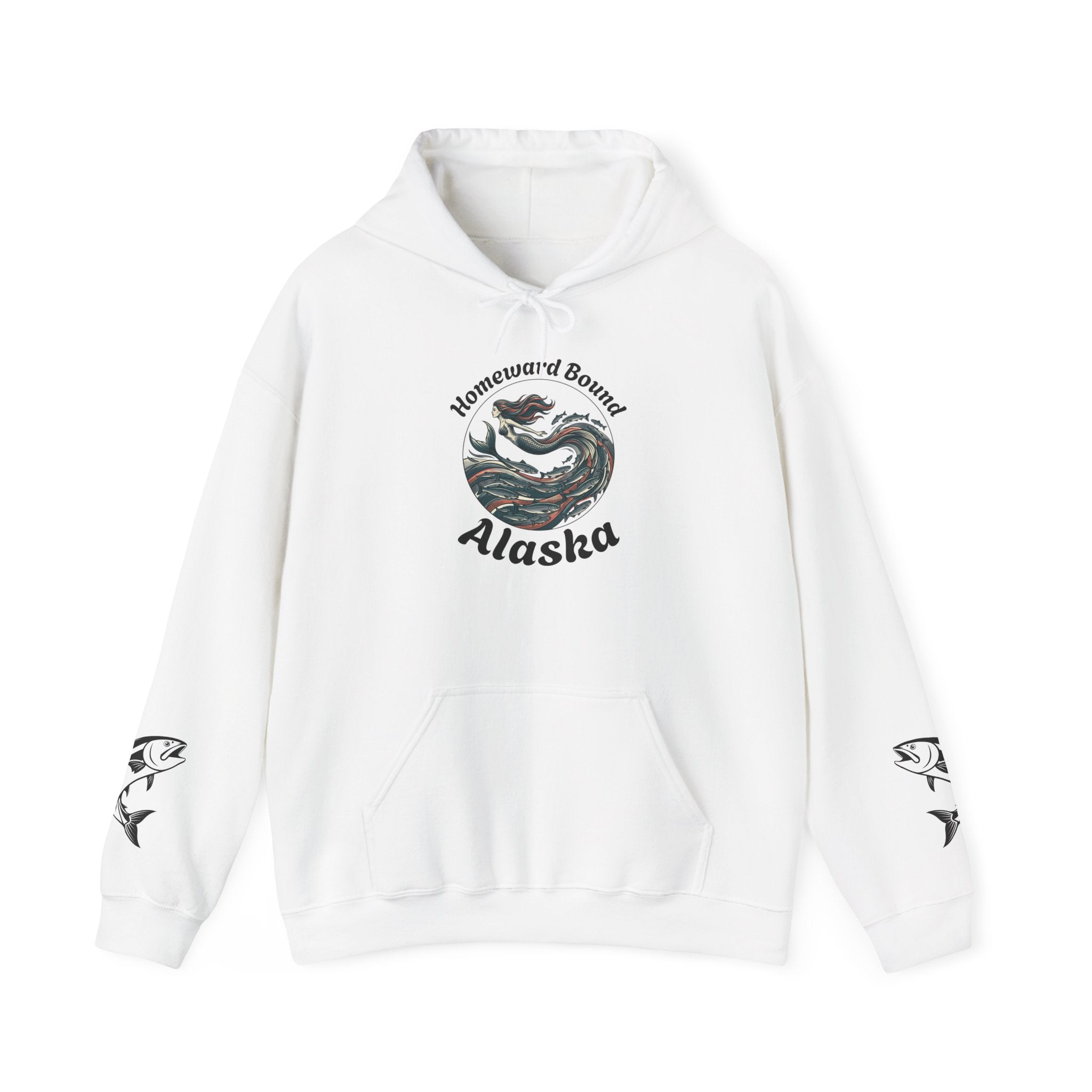 Ocean Mermaid Salmon  Hoodie — Mythical Wave Graphic Sweatshirt