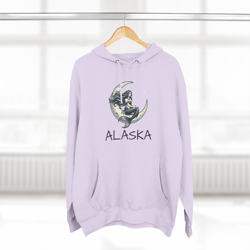 Moon Mermaid Hoodie — Vintage Crescent Moon Mermaid Graphic Fleece Hoodie