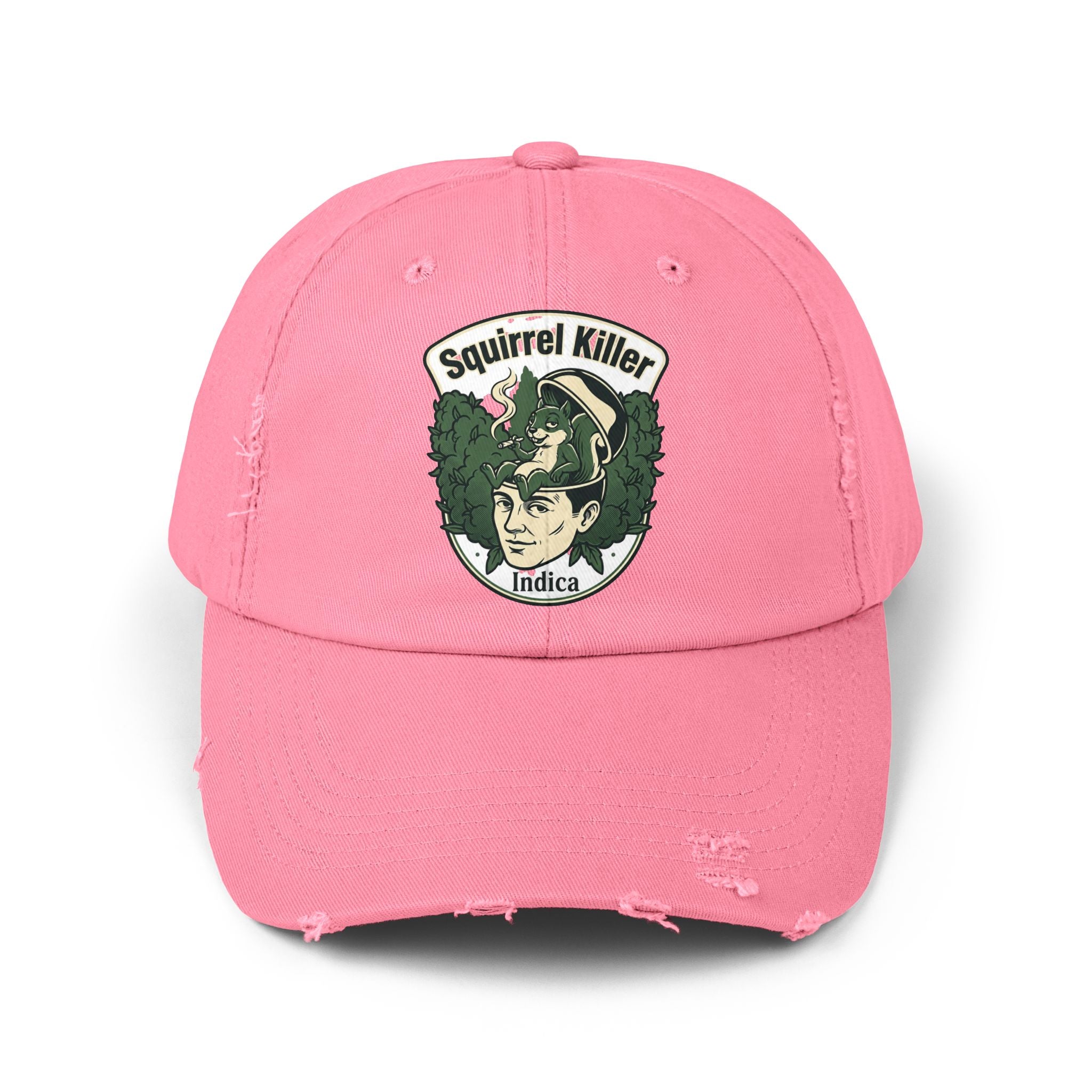 Distressed Baseball Cap — "Squirrel Killer" Retro Patch
