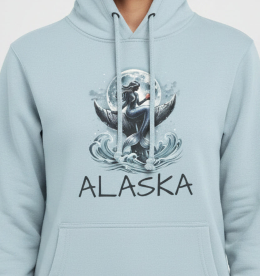 Whale Mermaid Hoodie — Mermaid and Whale Graphic Fleece Hoodie