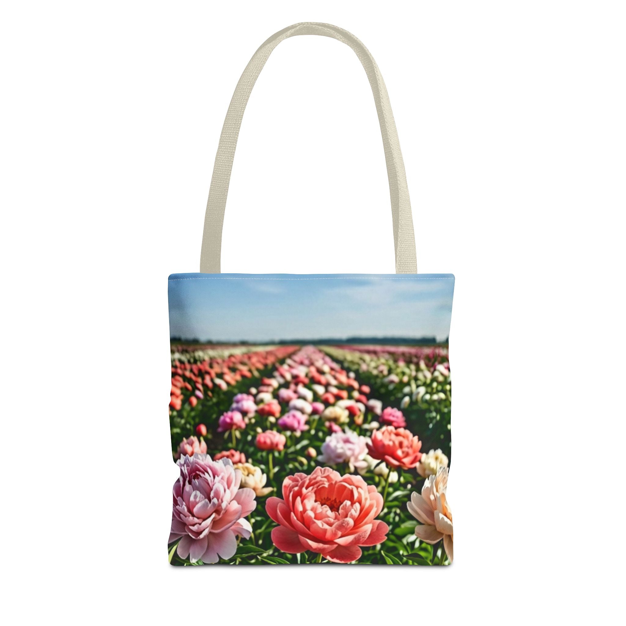 Floral Peony Field Tote Bag — Summer Garden All-Over Print