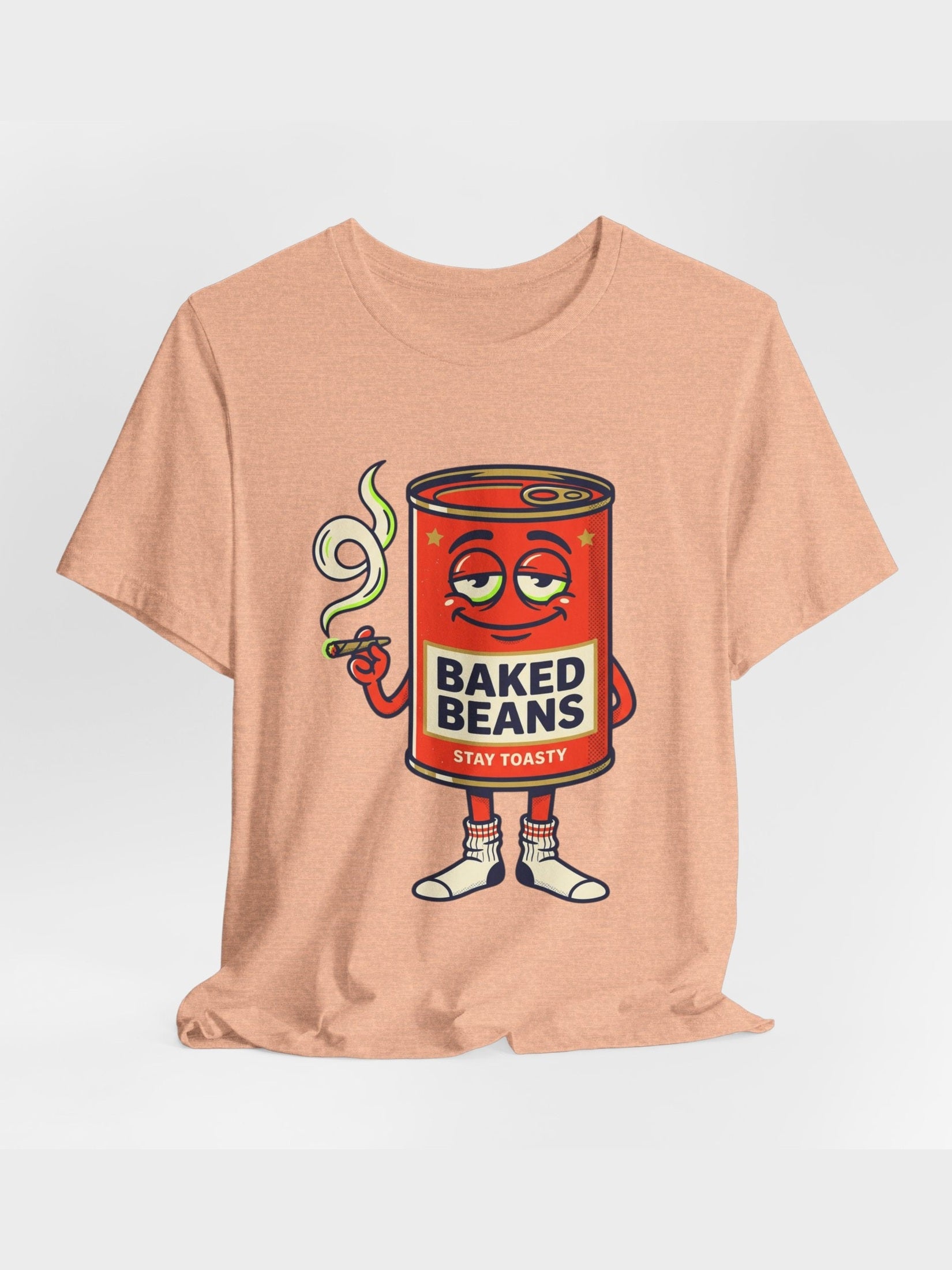 Baked Beans Graphic Tee — Retro Cartoon 'Stay Toasty' Can Design