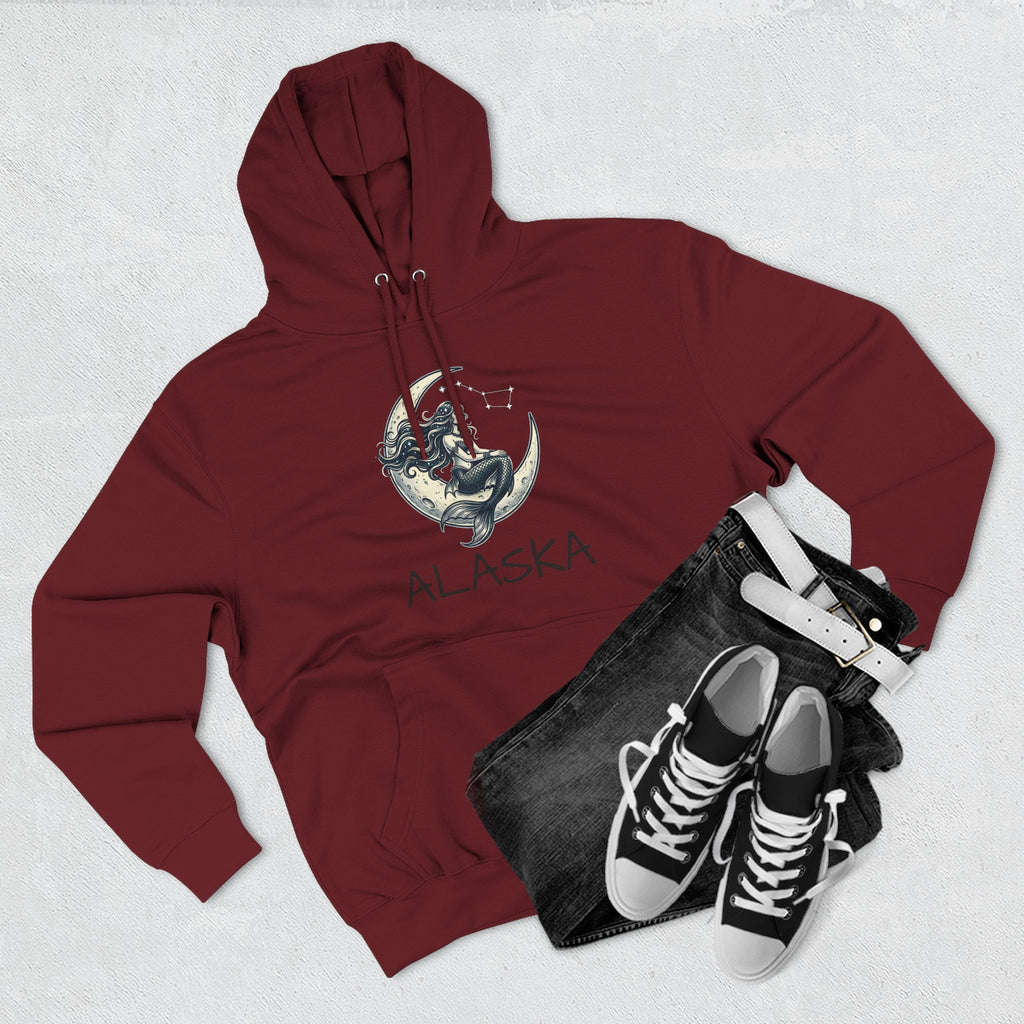 Moon Mermaid Hoodie — Vintage Crescent Moon Mermaid Graphic Fleece Hoodie