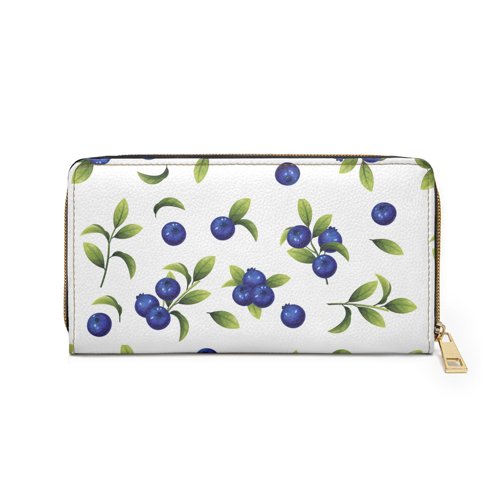 Blueberry Floral Zipper Wallet — Charming Blue Blossom Wallet