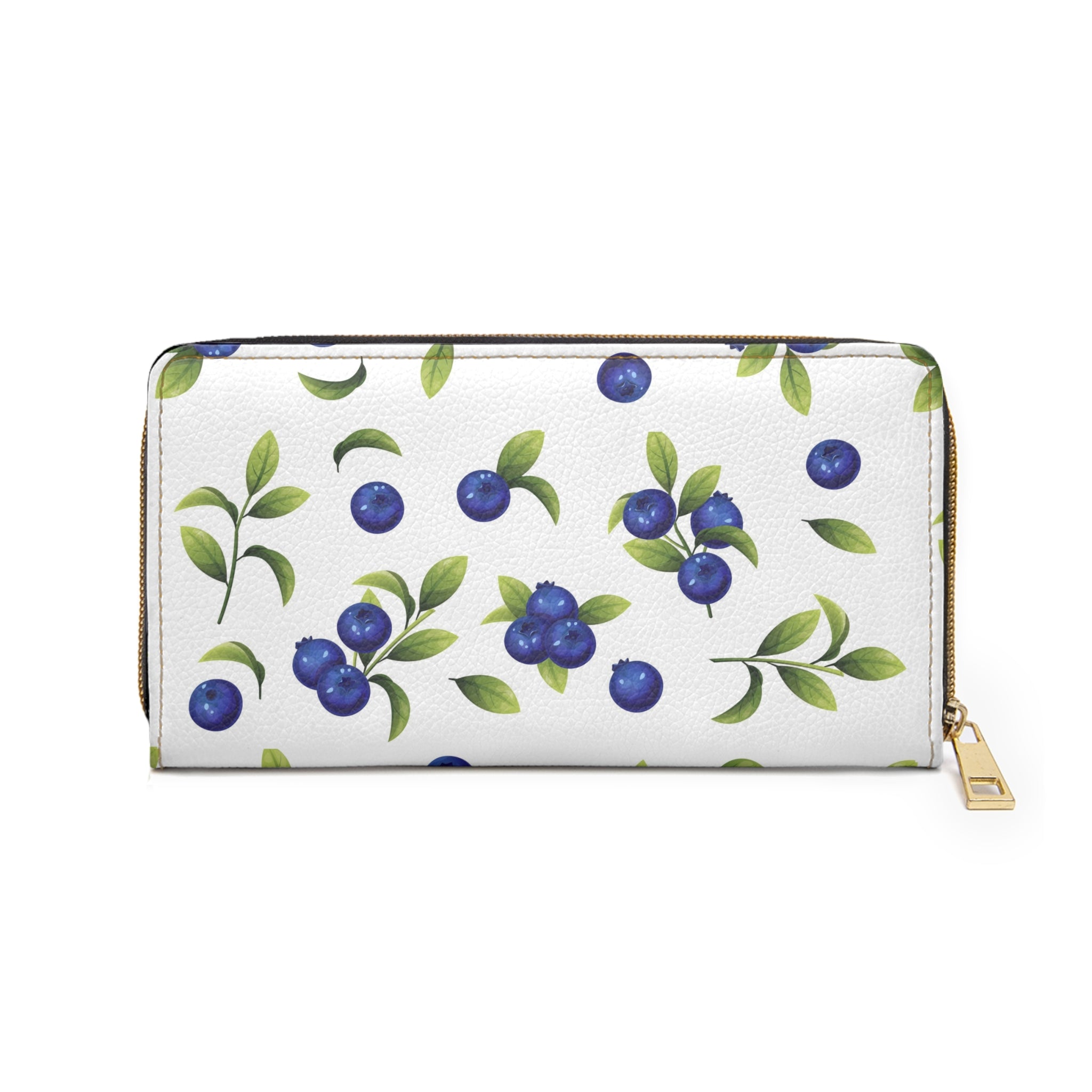 Blueberry Floral Zipper Wallet — Charming Blue Blossom Wallet