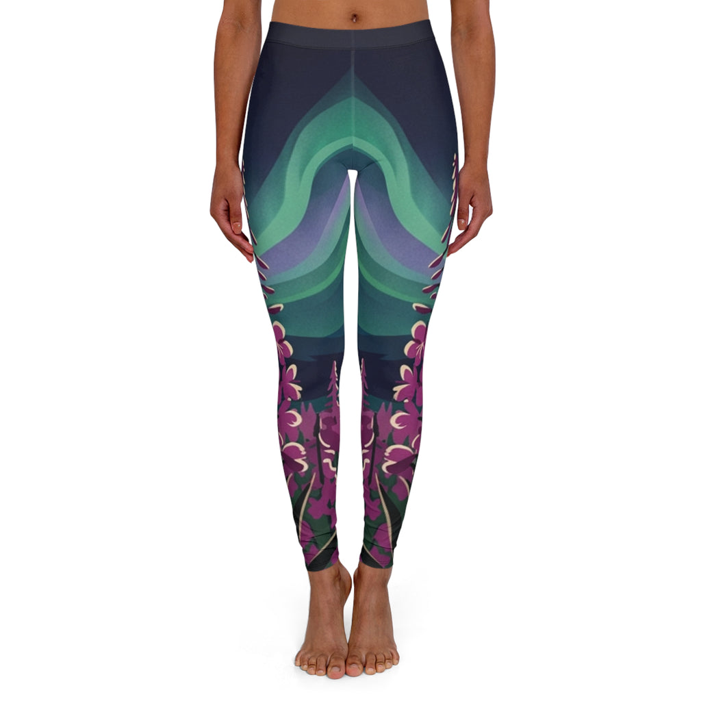 Midnight Aurora Fireweed Spandex Leggings