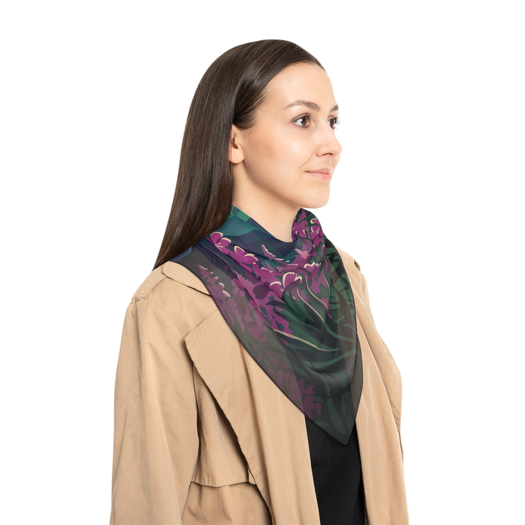 Aurora Wildflower Scarf — Northern Lights Floral Silk-Feel Wrap