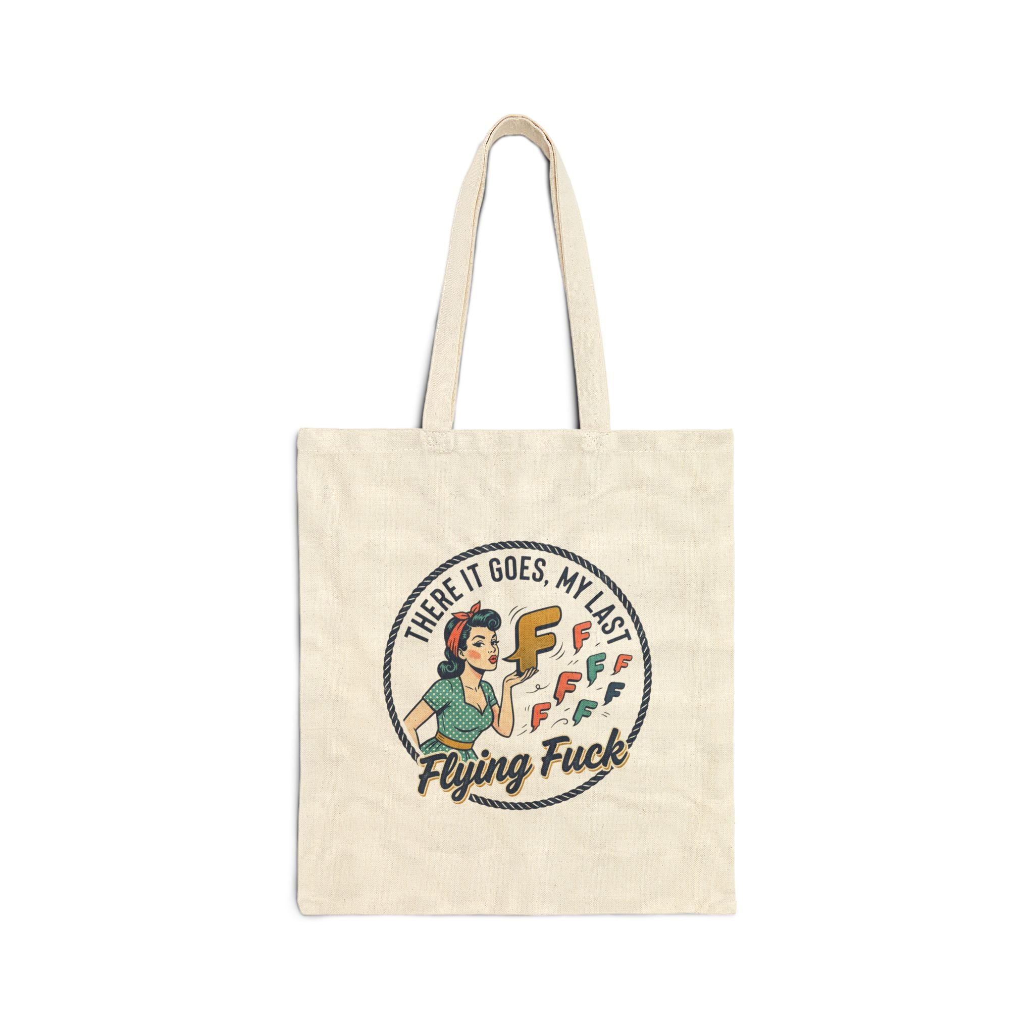 Tote Bag — Retro "Flying F***" Cotton Canvas Tote (There It Goes, My Last Flying F***)