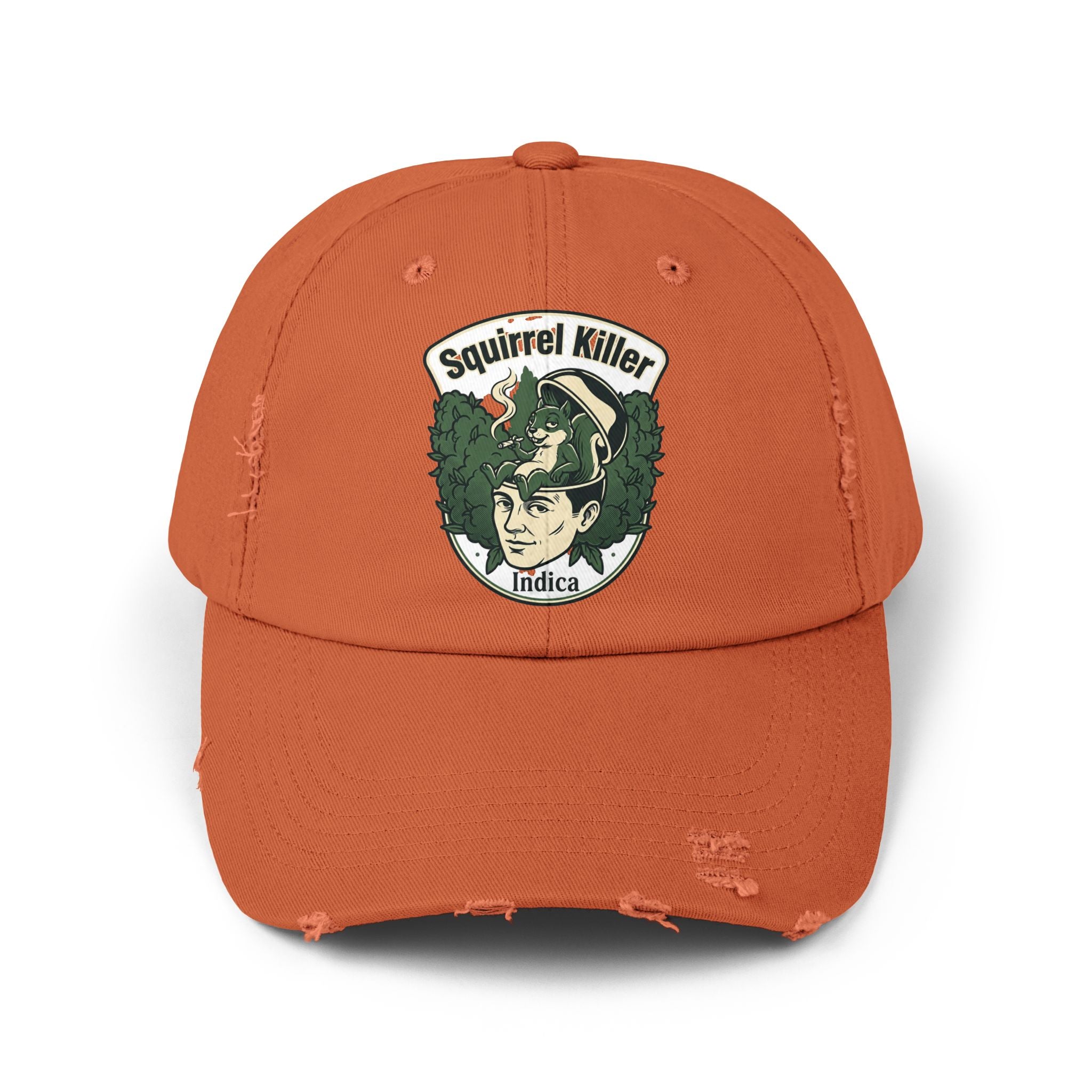 Distressed Baseball Cap — "Squirrel Killer" Retro Patch