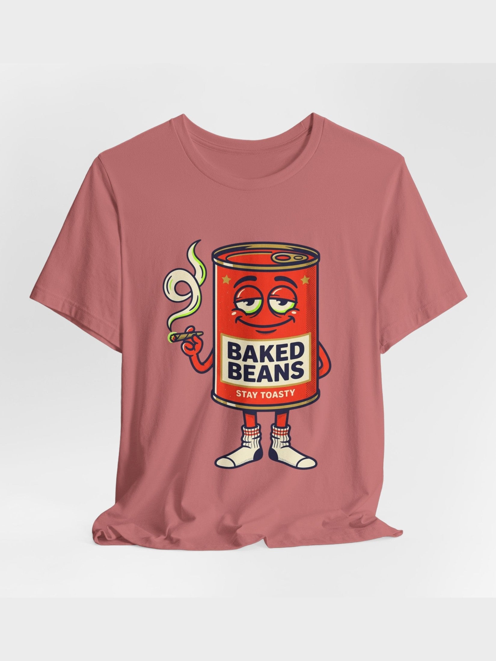 Baked Beans Graphic Tee — Retro Cartoon 'Stay Toasty' Can Design