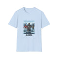 Alaska Sasquatch Holding Crab & Fish T‑Shirt — Funny Alaska Vacation Tee