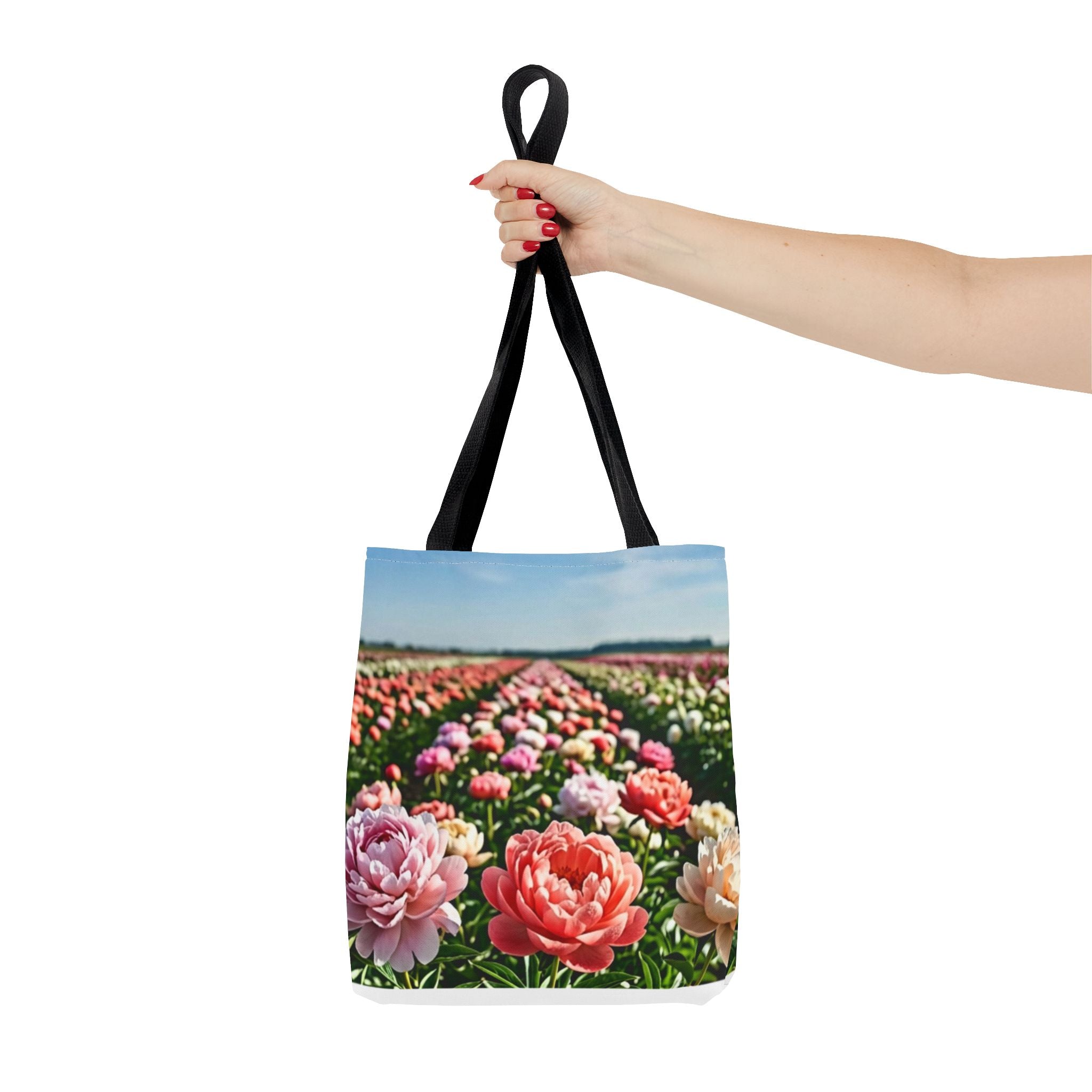 Floral Peony Field Tote Bag — Summer Garden All-Over Print