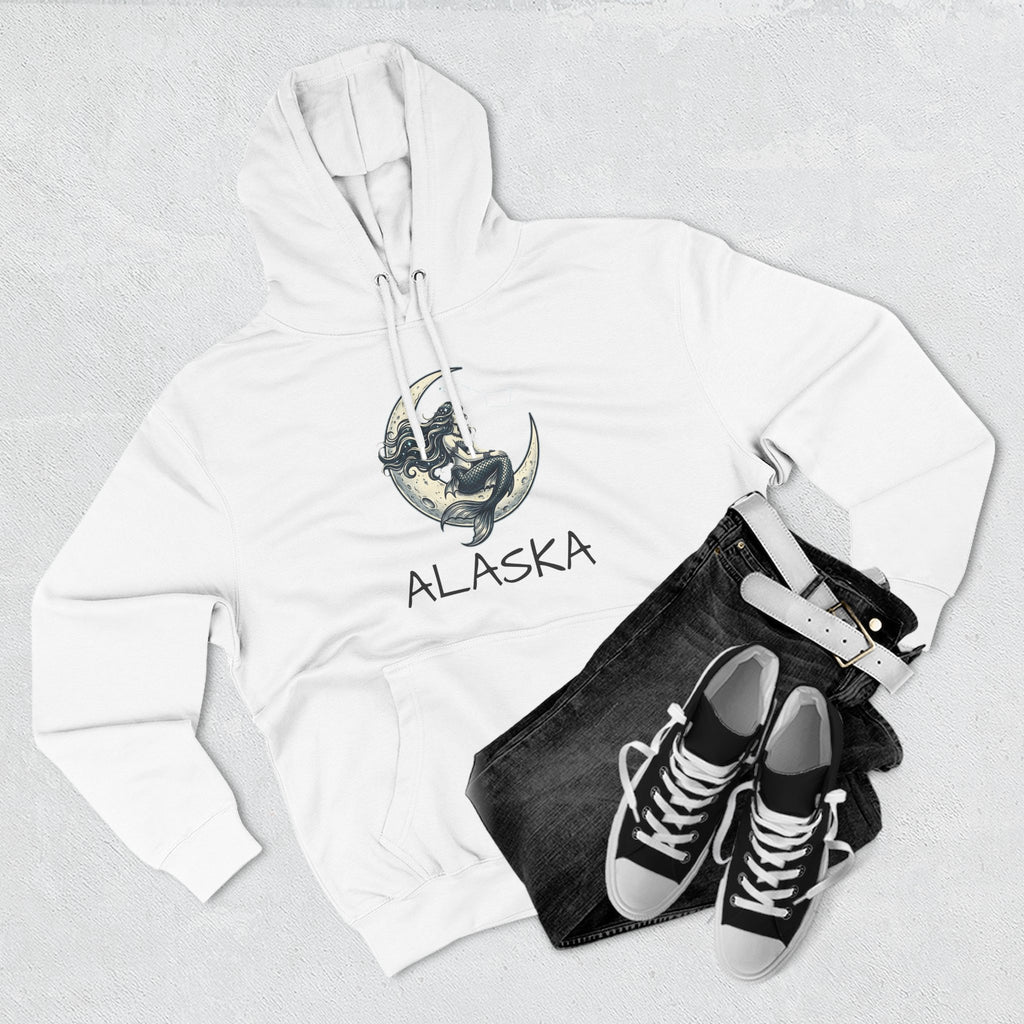 Moon Mermaid Hoodie — Vintage Crescent Moon Mermaid Graphic Fleece Hoodie
