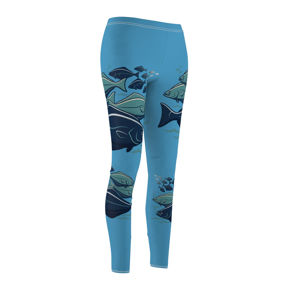 Halibut Blue Leggings — Women's Ocean Graphic Leggings