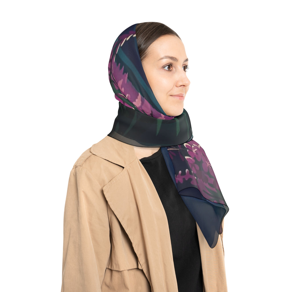 Aurora Wildflower Scarf — Northern Lights Floral Silk-Feel Wrap