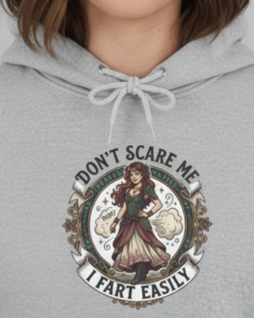 Hoodie - 'Don't Scare Me, I Scare Easily' Witchy Cottagecore Graphic Hoodie