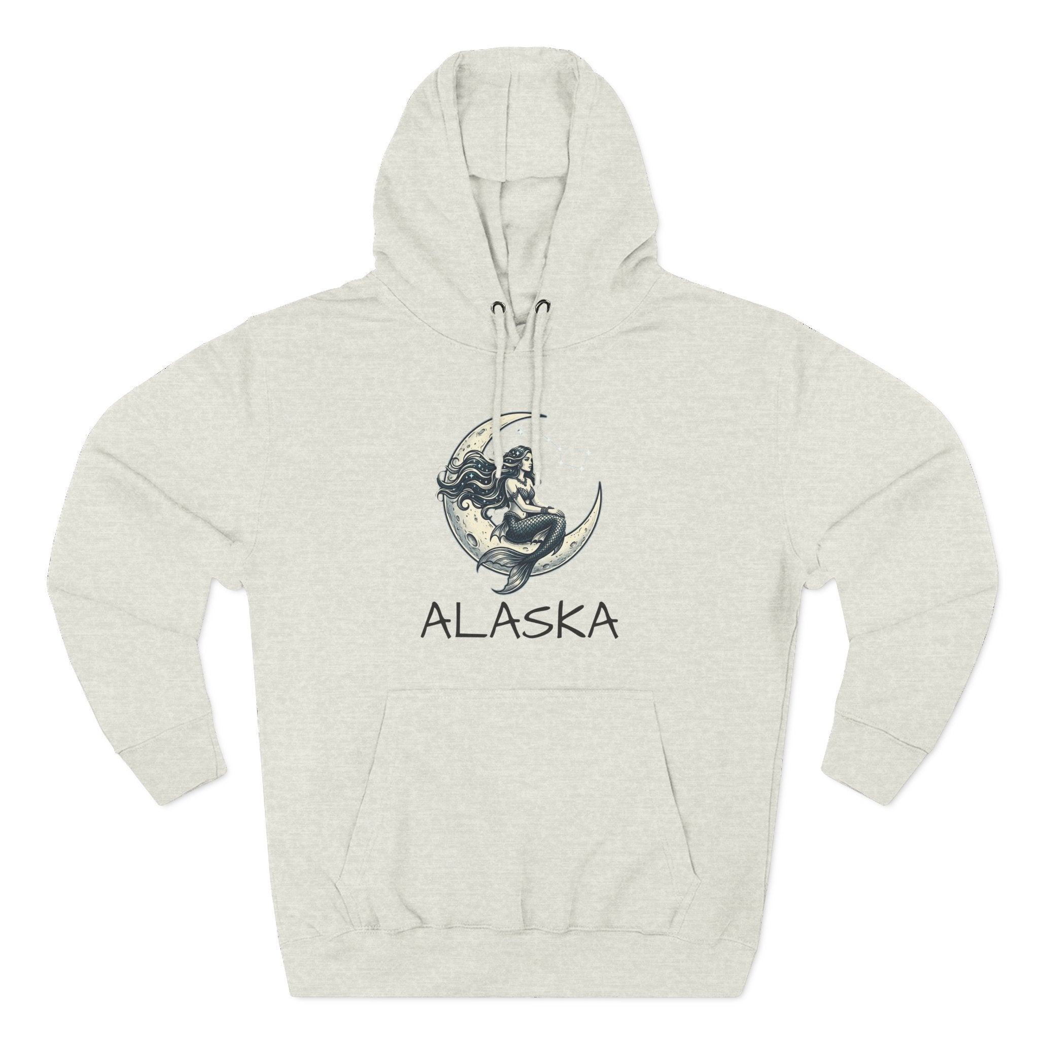 Moon Mermaid Hoodie — Vintage Crescent Moon Mermaid Graphic Fleece Hoodie