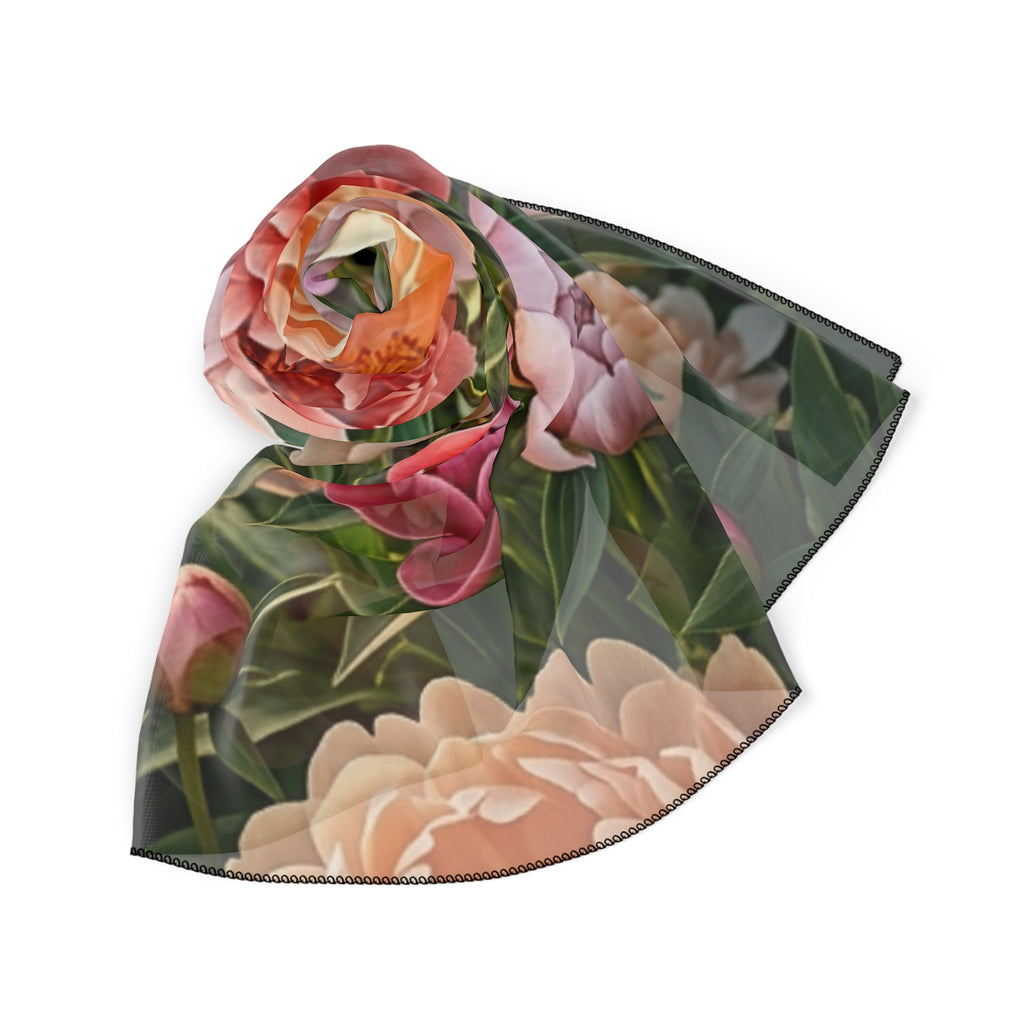 Floral Poly Scarf - Elegant Garden Prints for Spring Fashion