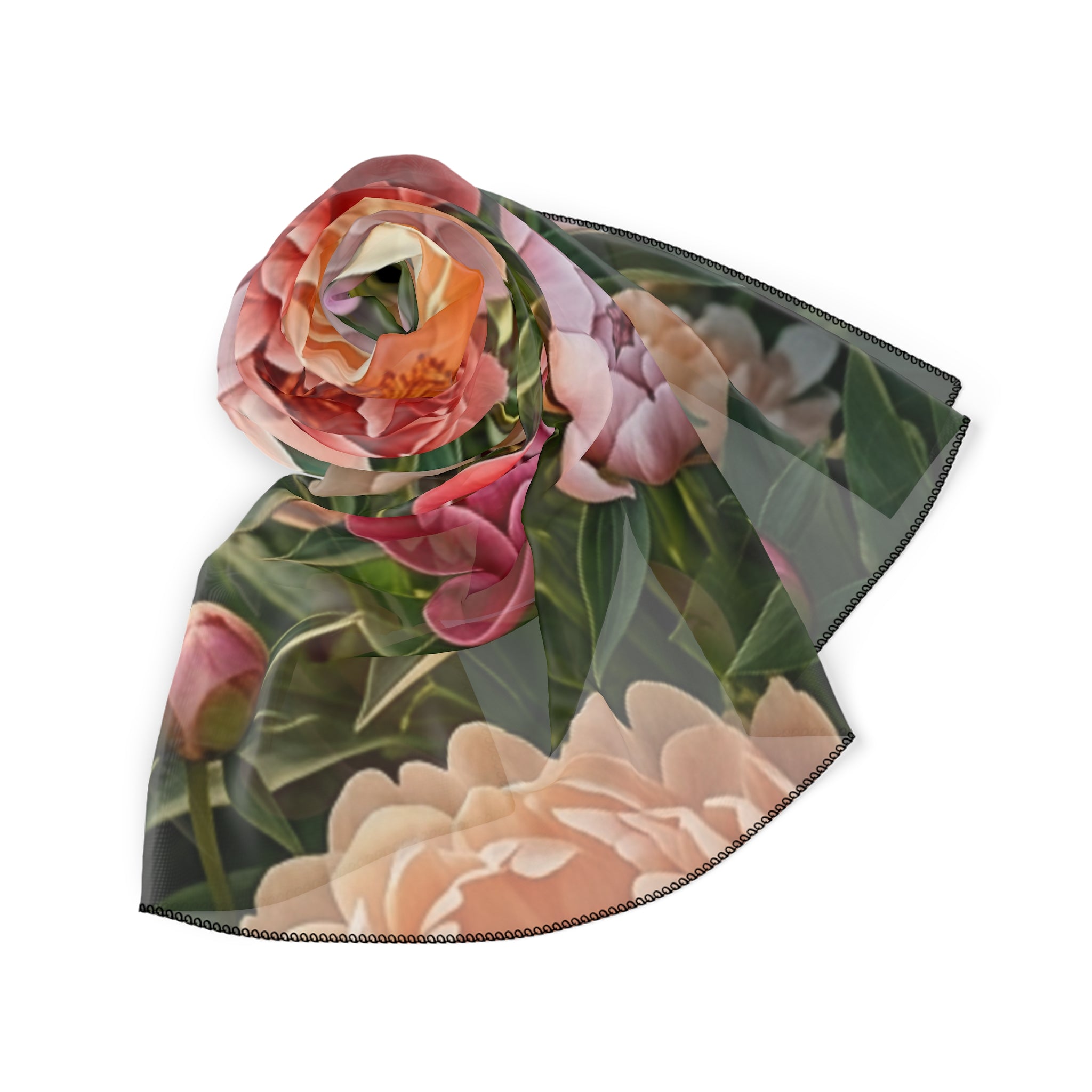 Floral Poly Scarf - Elegant Garden Prints for Spring Fashion