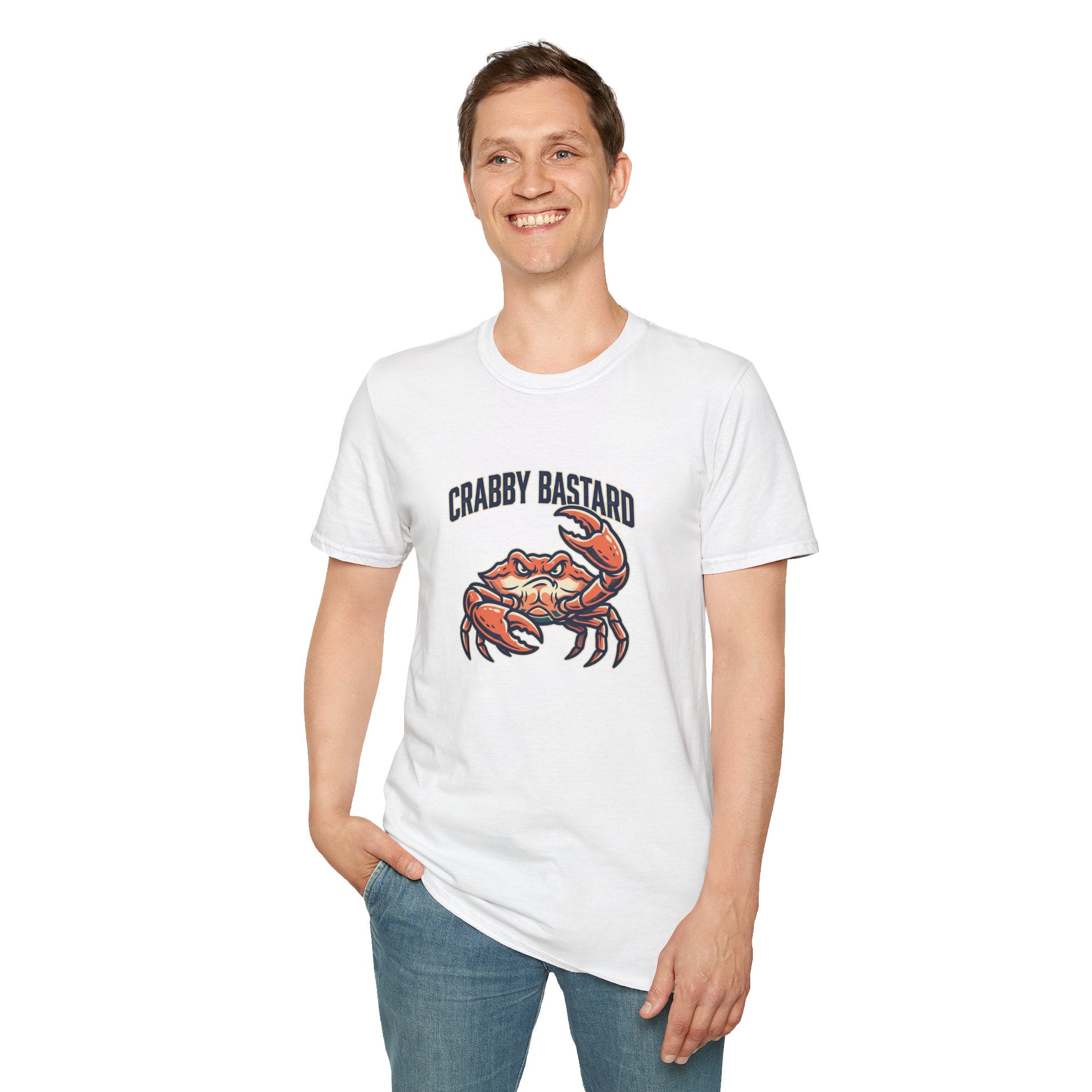 T-Shirt — 'Crabby Bastard' Funny Crab Graphic Tee, Coastal Beachwear Gift