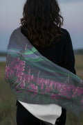 Aurora Wildflower Scarf — Northern Lights Floral Silk-Feel Wrap
