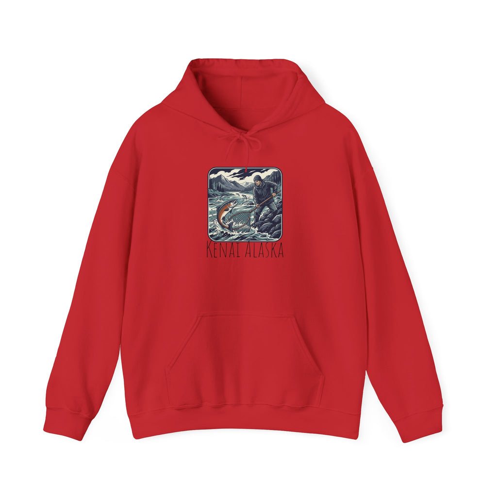 Kenai Alaska Fishing Hoodie – Vintage Salmon & River Scene