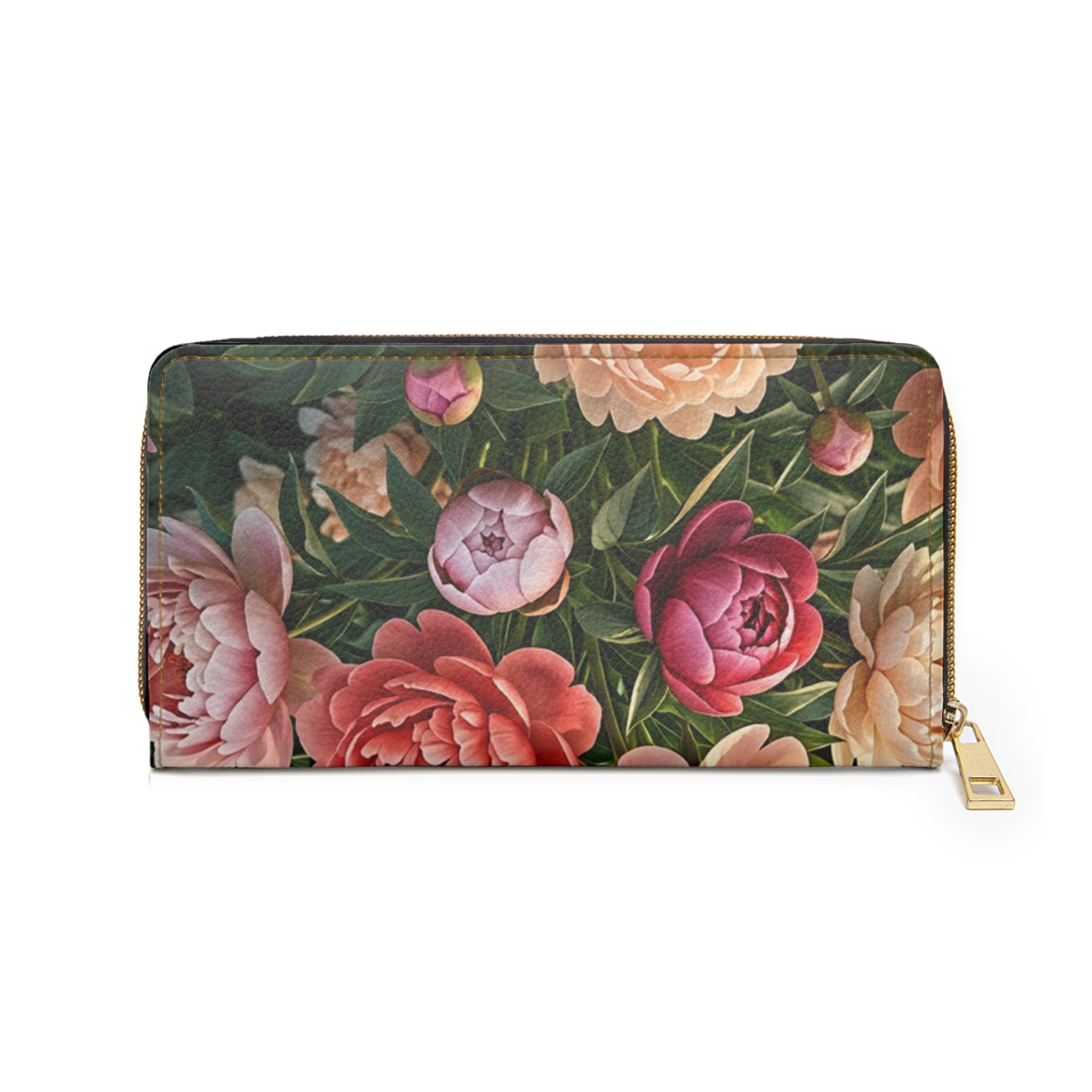 Floral Peony Zip Wallet — Garden Bloom Zipper Wallet