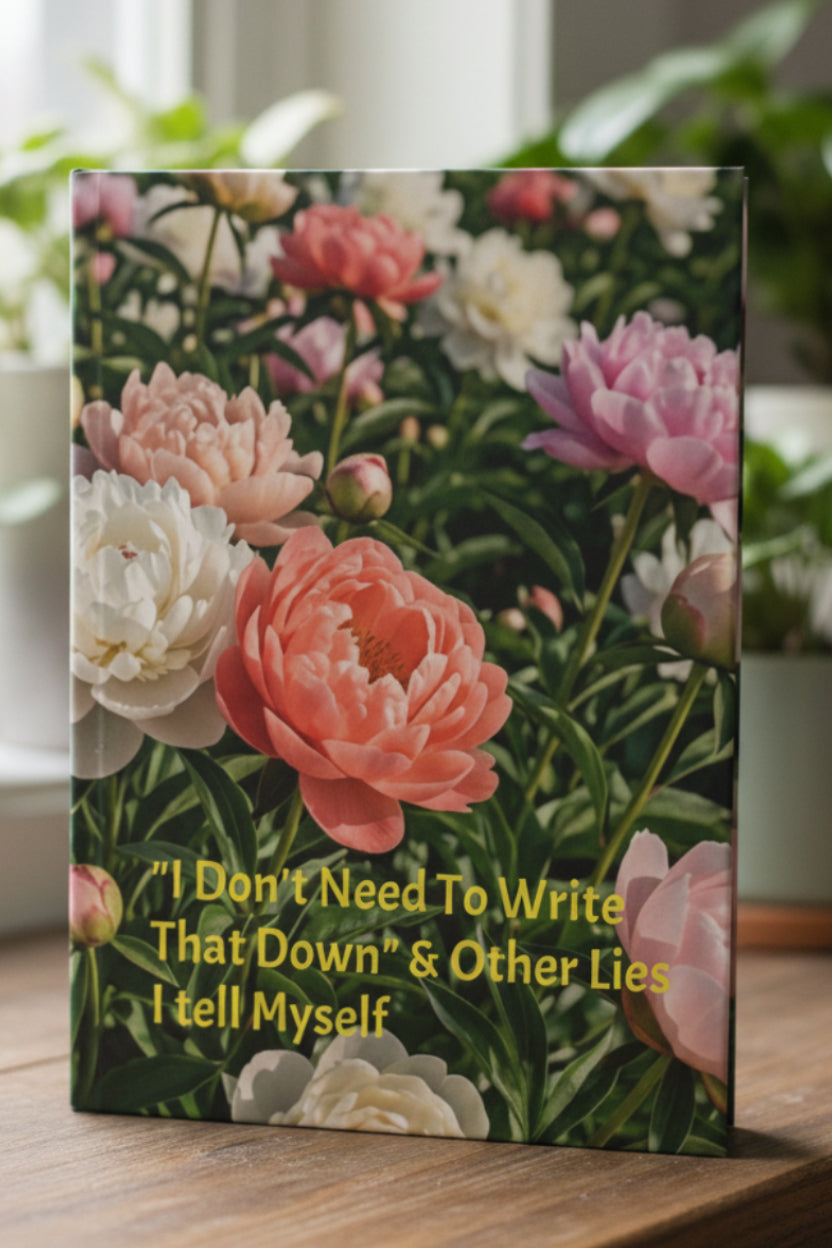 Hardcover Journal — Floral Peonies "I Don't Need To Write That Down" Notebook for Busy Minds