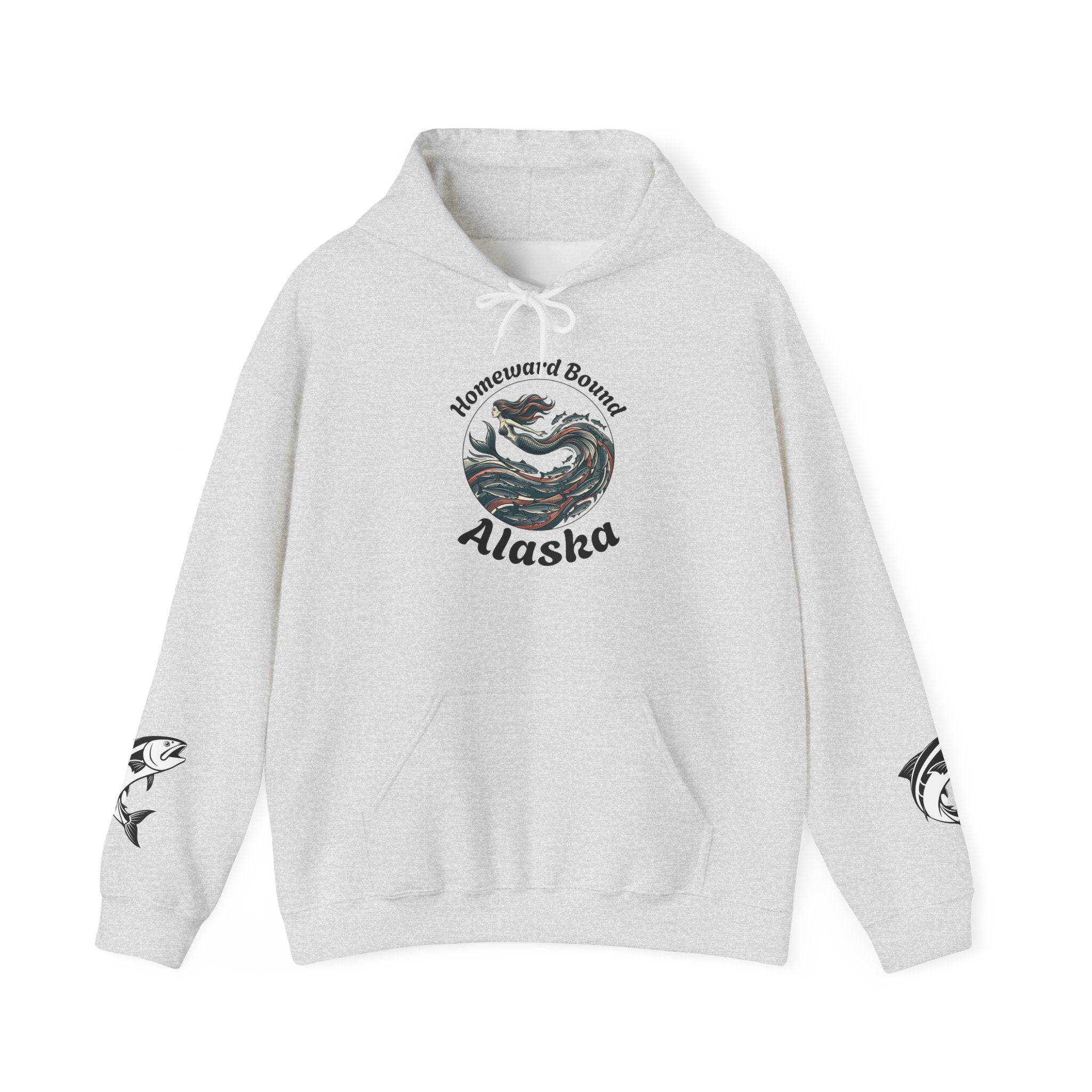 Ocean Mermaid Salmon  Hoodie — Mythical Wave Graphic Sweatshirt