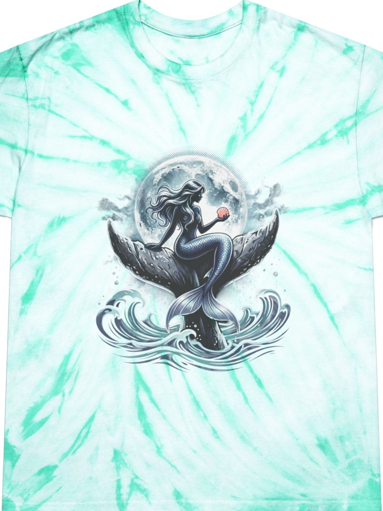 Tie-Dye Tee with Mermaid & Whale Moon Graphic