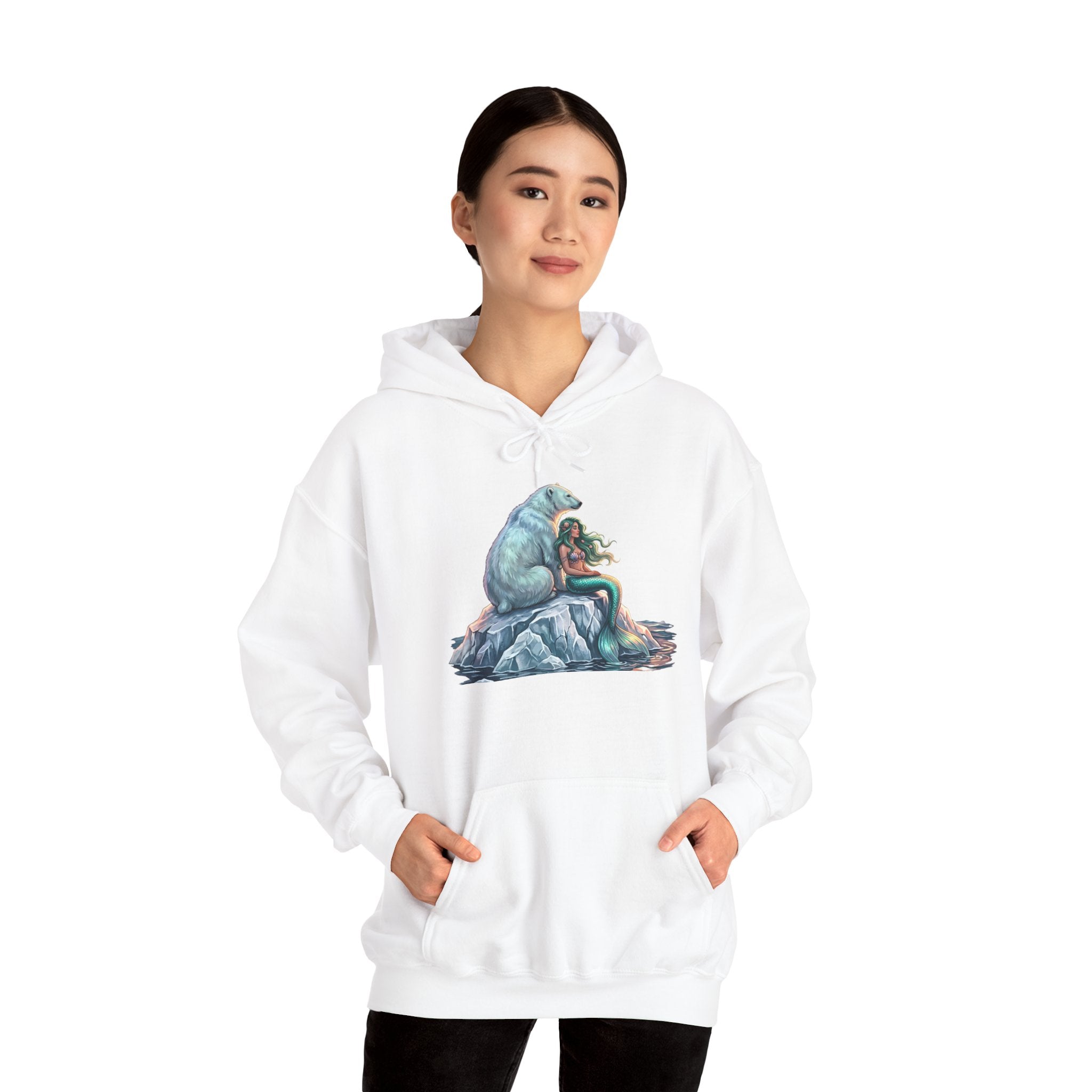 Polar Bear & Girl Cozy Hoodie – Whimsical Arctic Animal Friendship Sweatshirt