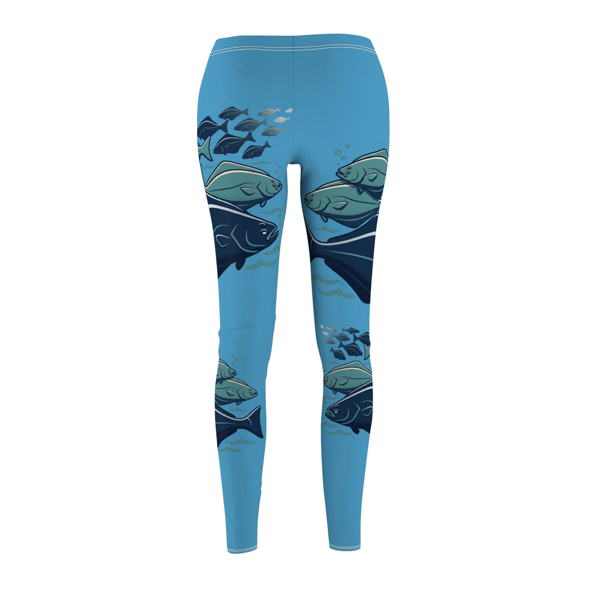 Halibut Blue Leggings — Women's Ocean Graphic Leggings